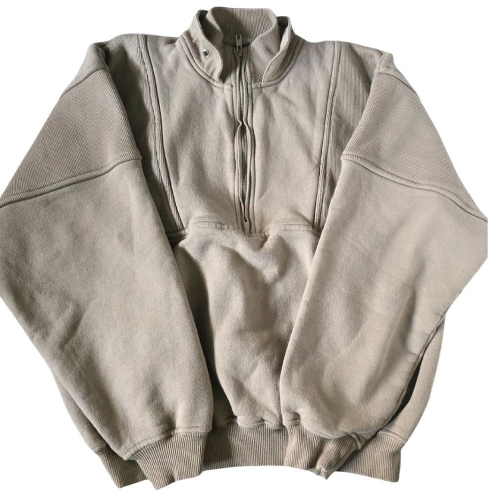 JOAH BROWN Retro Half Zip Pullover Sweatshirt M/L Tan Brown - Picture 2 of 11